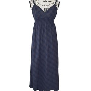 Brown/Blue Plaid Sleeveless Maxi Dress | Size L